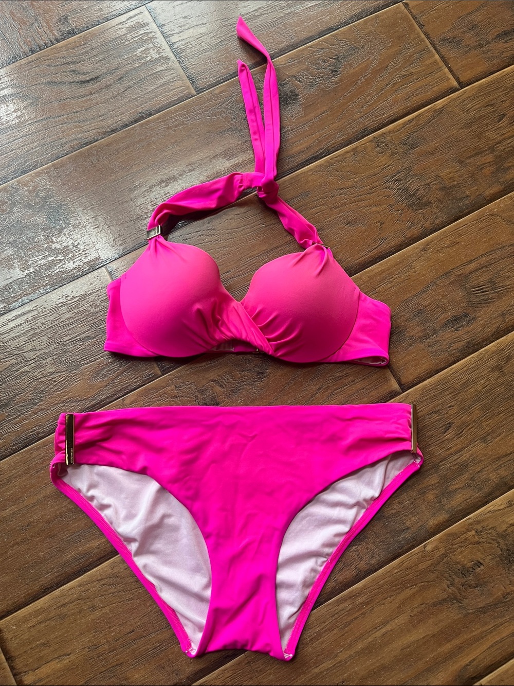 Victoria's Secret Bright Hot Pink Halter Bikini